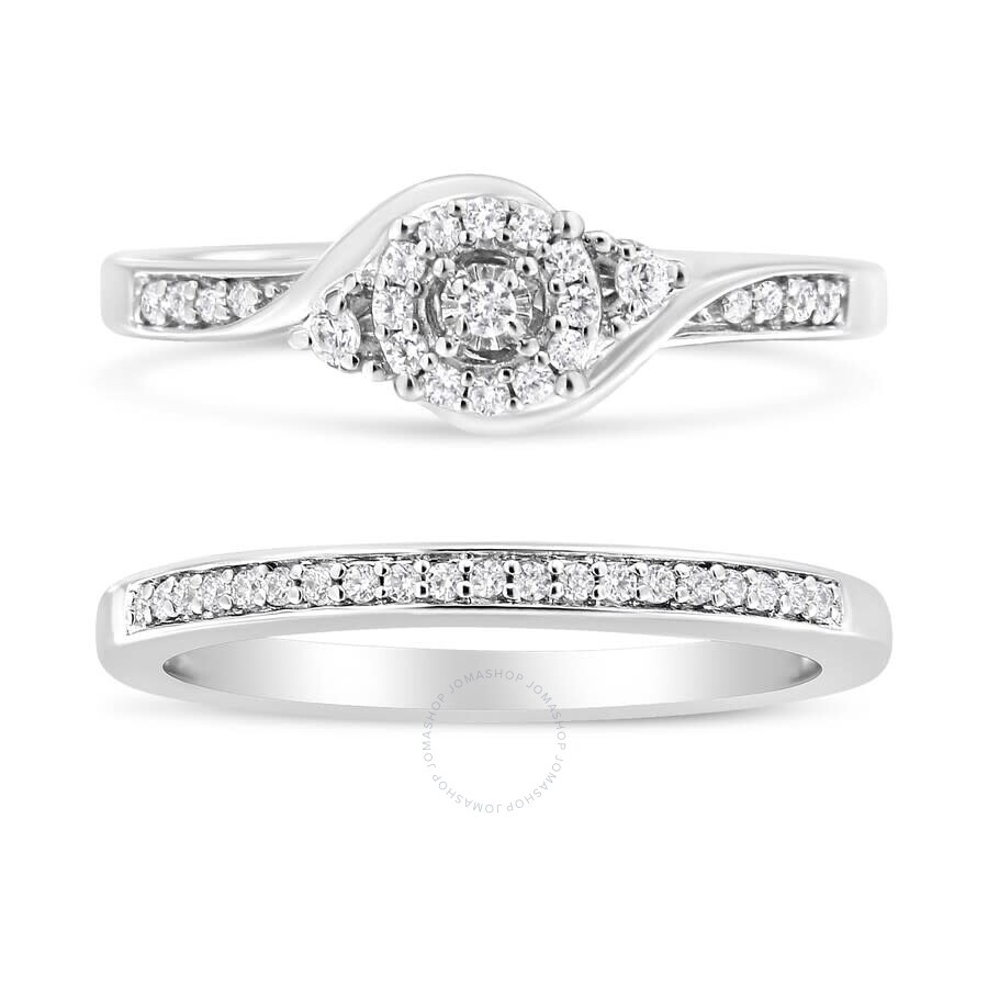 Haus Of Brilliance - Haus of Brilliance .925 Sterling Silver 1/4 Cttw Diamond Halo and Swirl Engagement Ring and Wedding  - 2