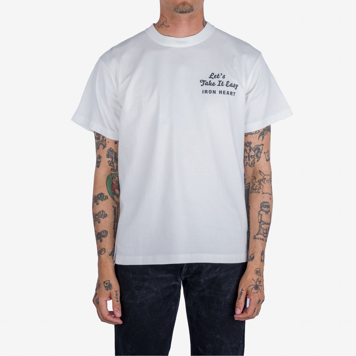 IHT-2404-WHT 7.5oz Printed Loopwheel Crew Neck T-Shirt - White - 2