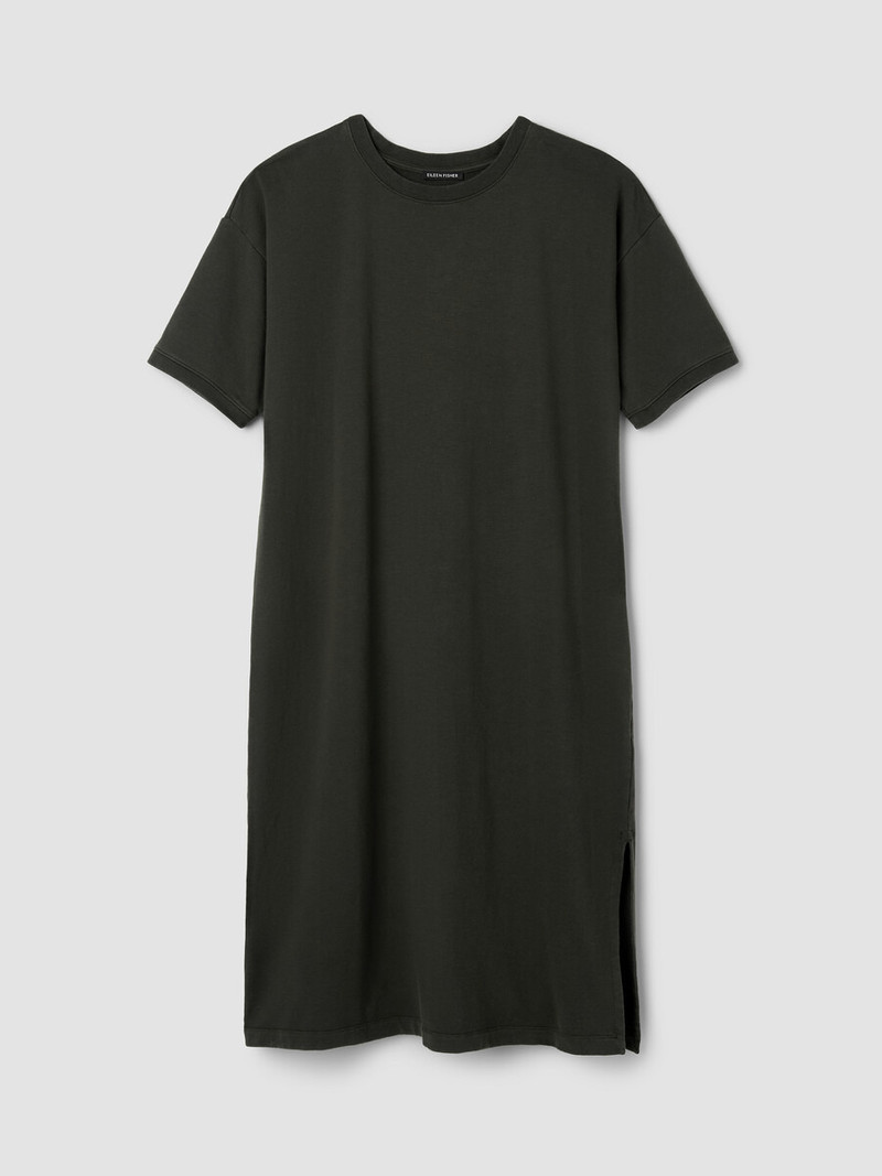 Garment-Dyed Organic Cotton Terry Crew Neck Dress 1