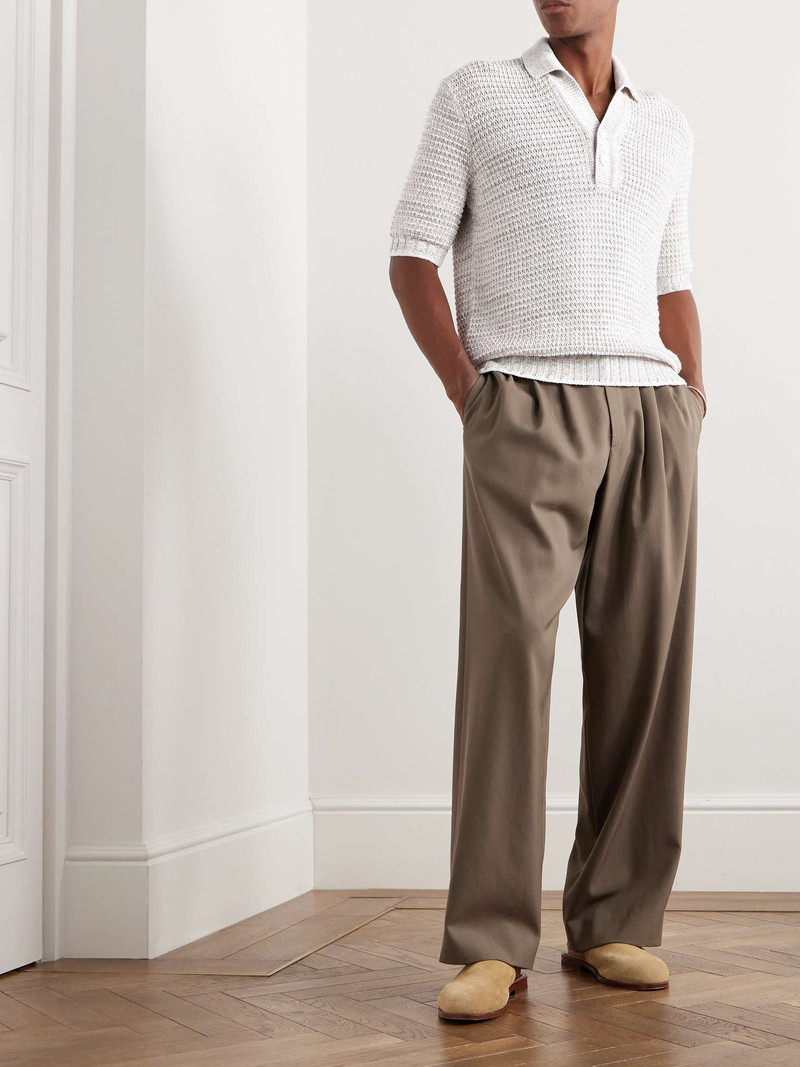ZEGNA Open-Knit Cotton, Linen, Silk and Cashmere-Blend Polo Shirt outlook