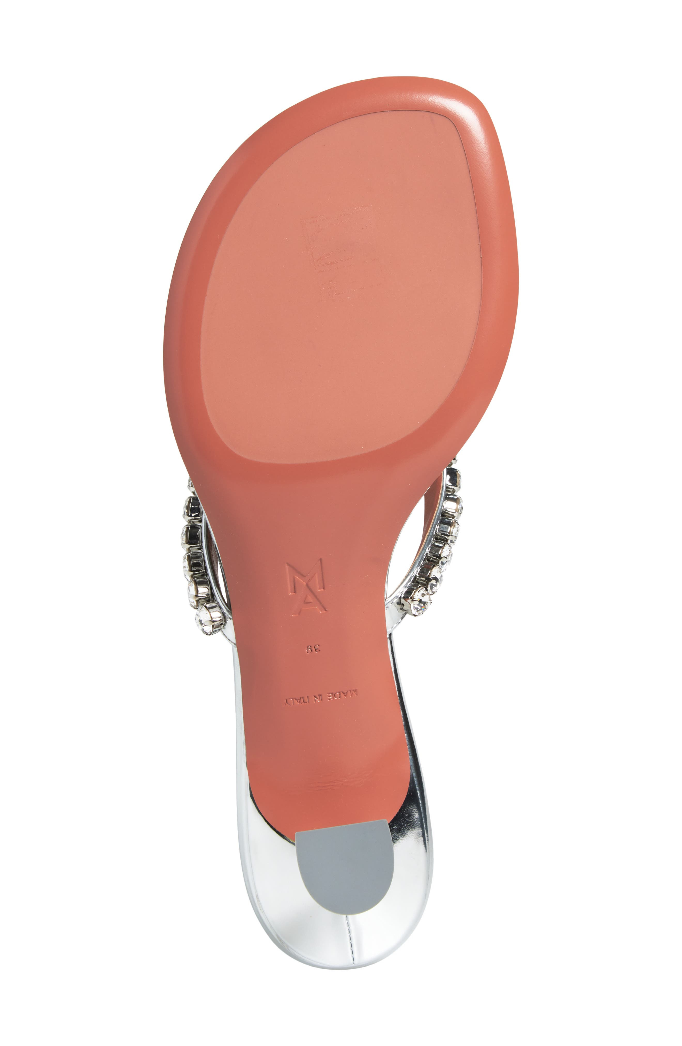 Amina Muaddi Gigi Metallic Crystal Strap Kitten Heel Sandal in Mirror Silver/White Crystals at Nords - 6