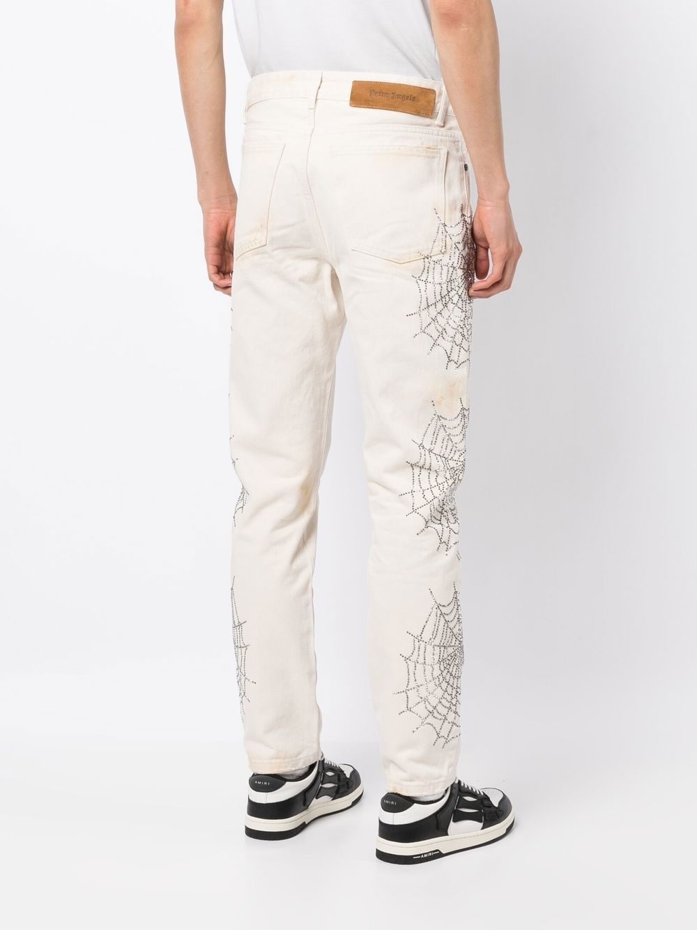 gem embellished slim-cut jeans - 4