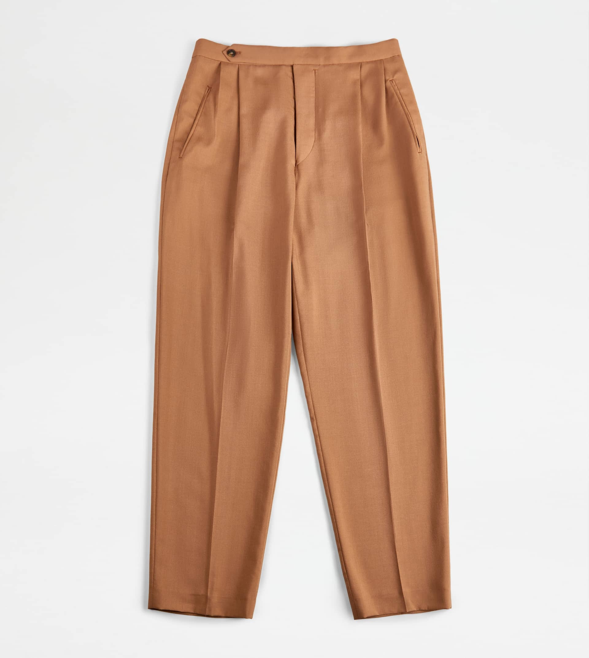 PANTS IN SILK BLEND WOOL - BROWN - 1