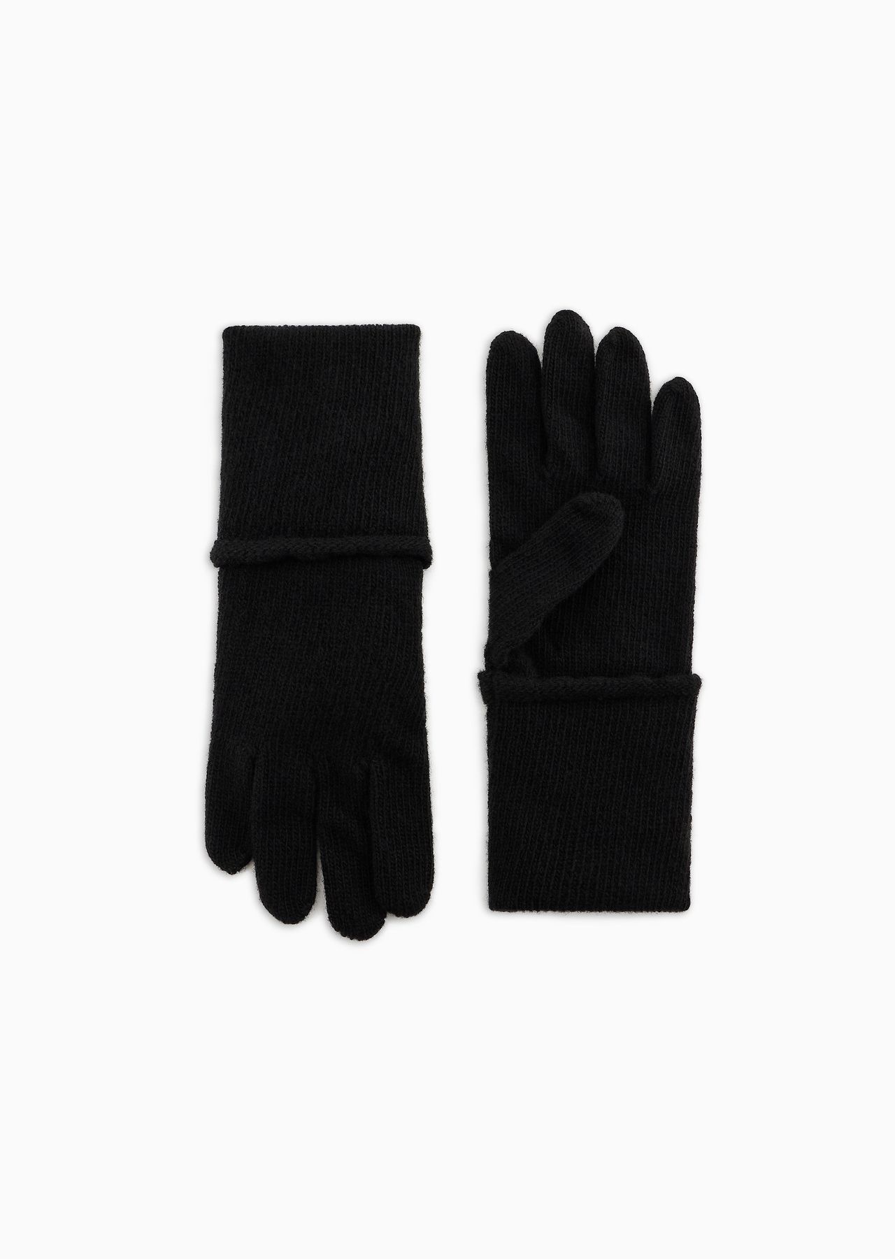 Wool knit gloves with EA signature logo embroidery - 1