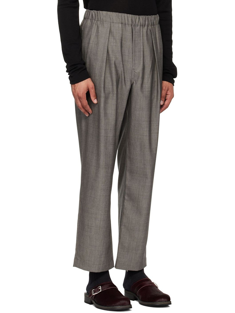 Gray Tapered Elasticated Pleated Trousers 2