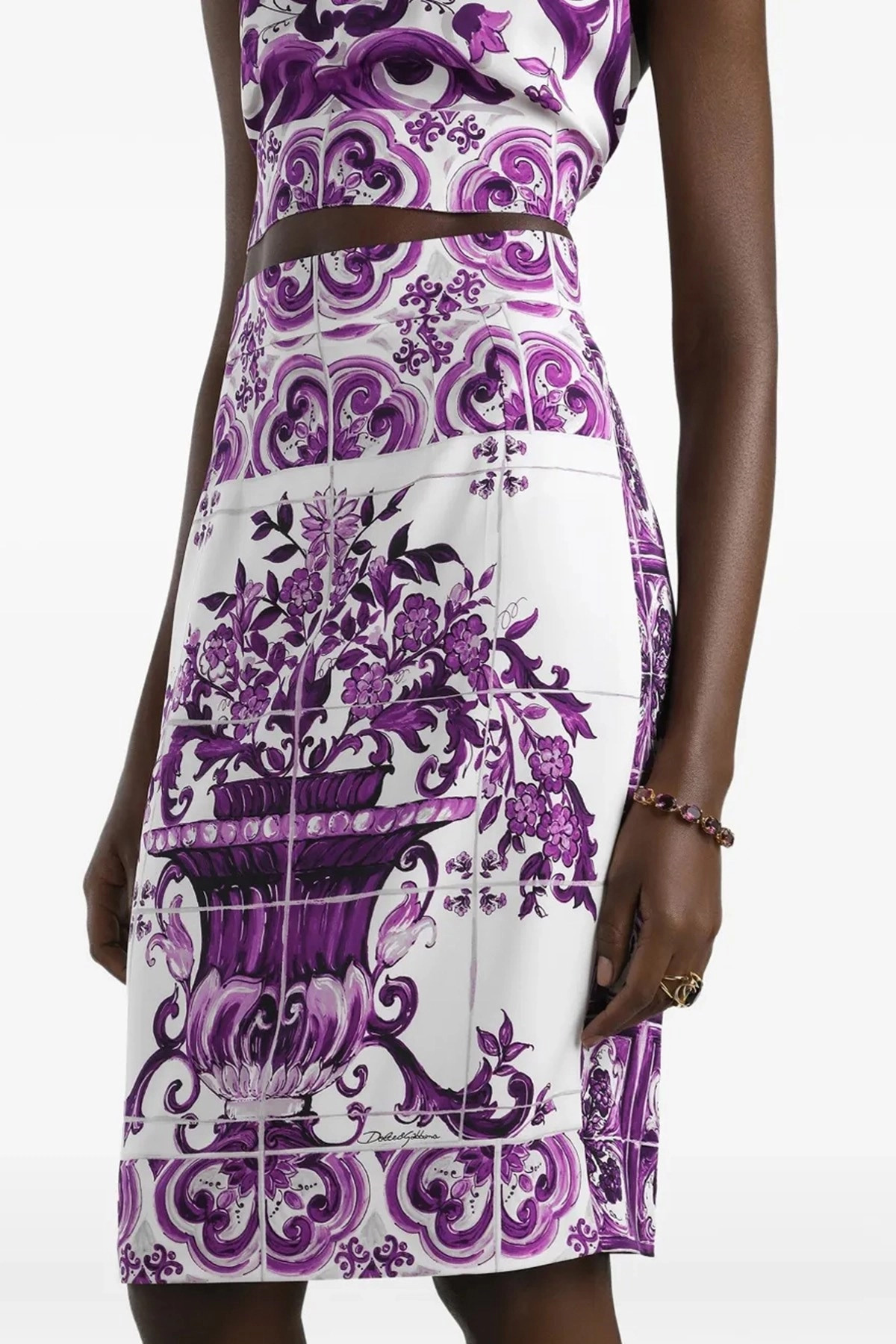 'Maiolica' print silk skirt - 2