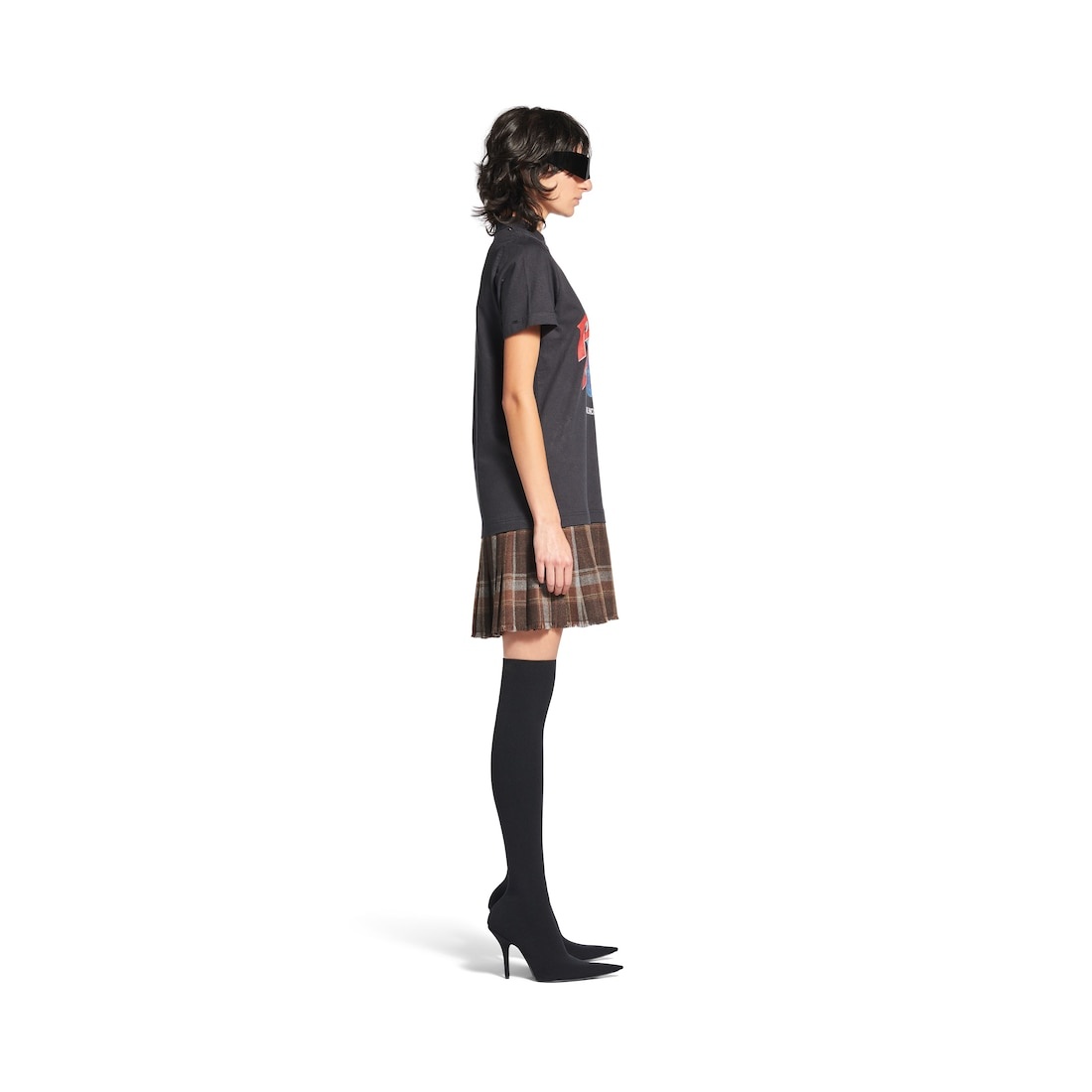 Women's Planet Earth Layered T-shirt Dress in Black/brown - 3