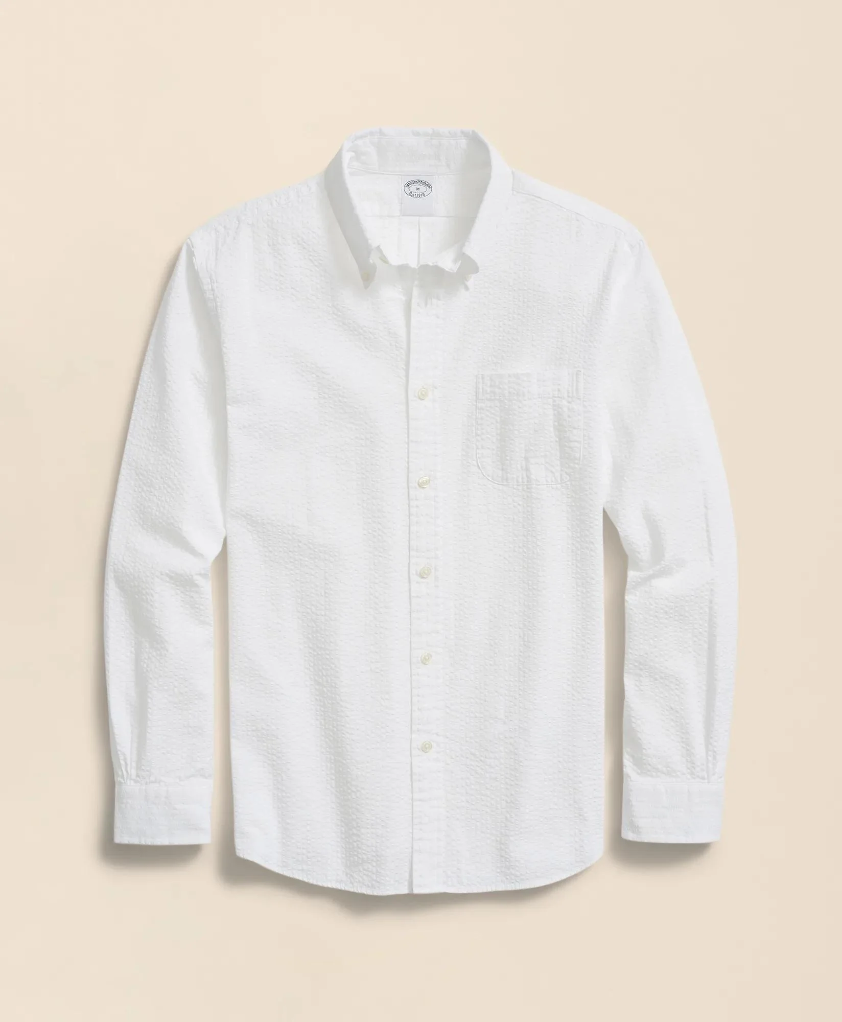 Washed Cotton Seersucker Button-Down Collar Sport Shirt - 1