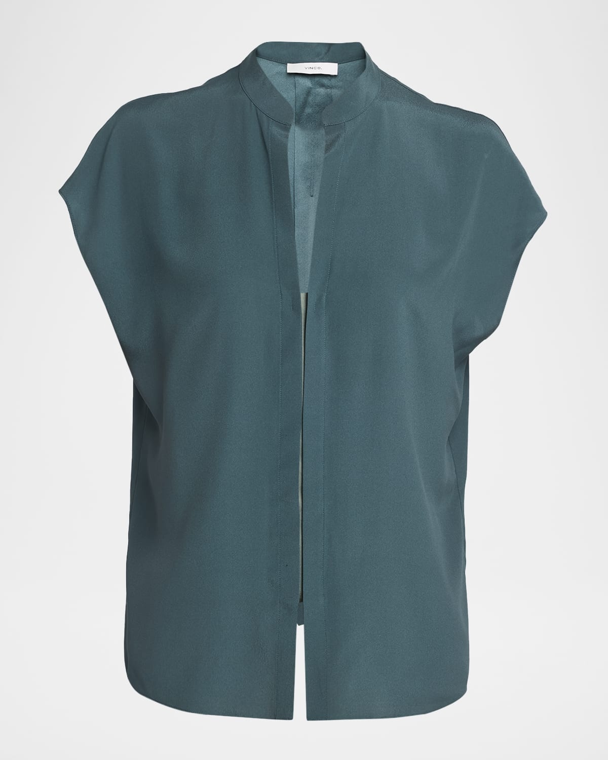 Cap-Sleeve Blouse with Hidden Placket - 1