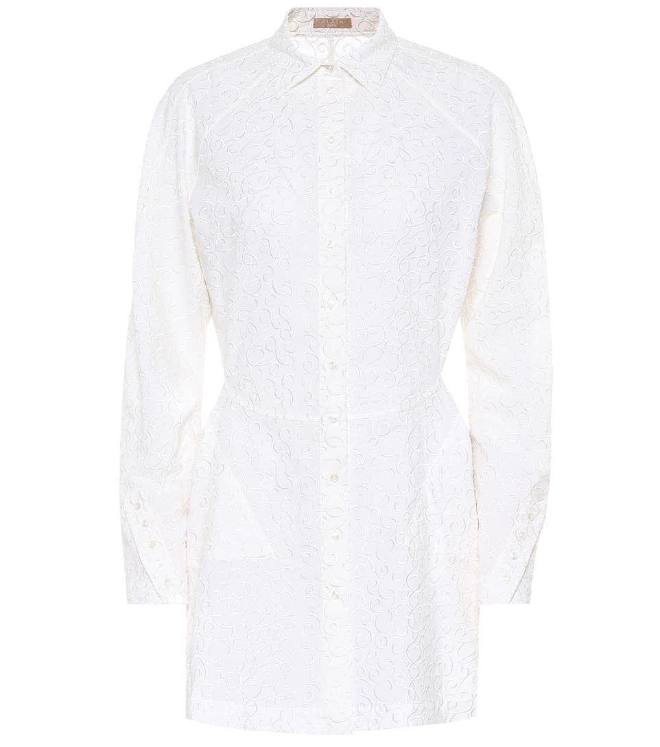 Embroidered wool-mousseline shirt - 1