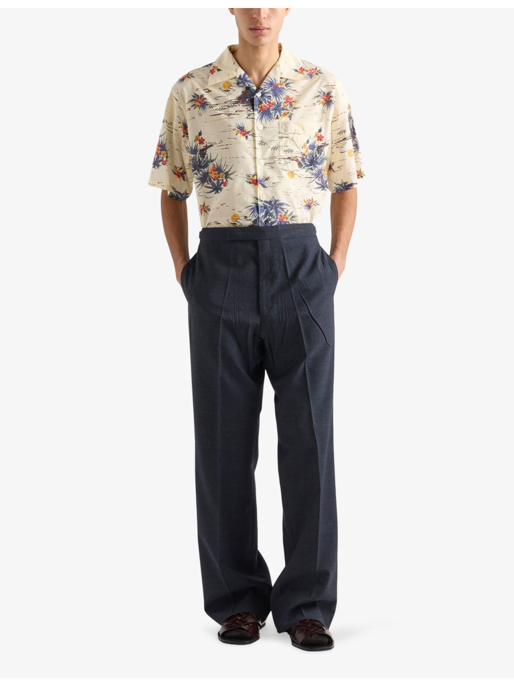 Printed Short-Sleeve Bowling Cotton Shirt - 2
