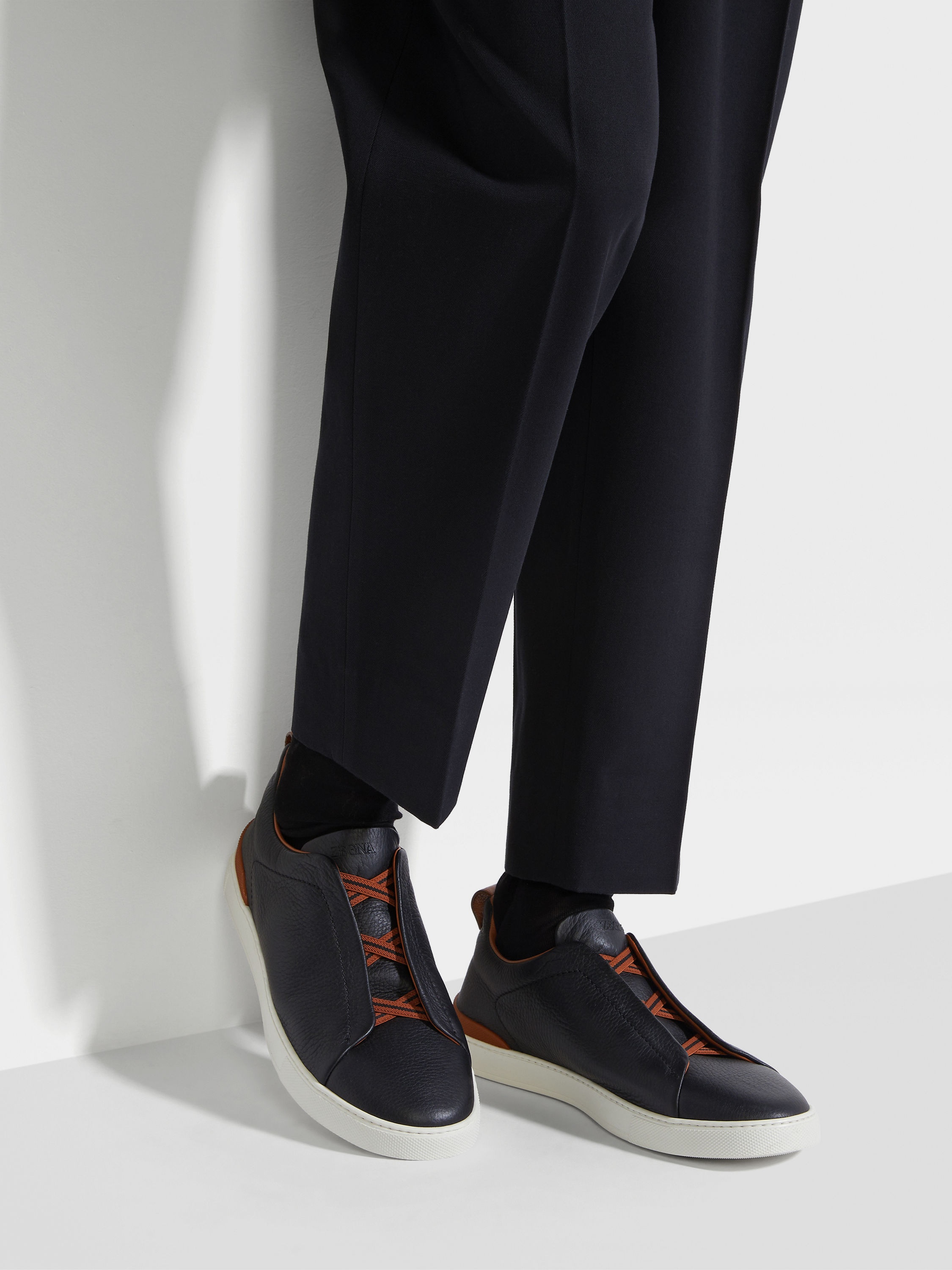 BLACK DEERSKIN TRIPLE STITCH™ SNEAKERS - 2