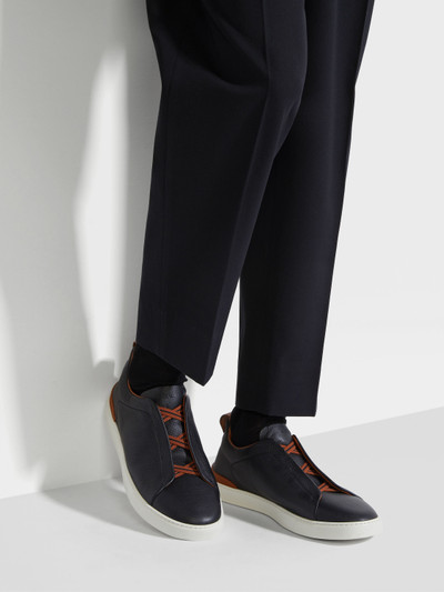 ZEGNA BLACK DEERSKIN TRIPLE STITCH™ SNEAKERS outlook