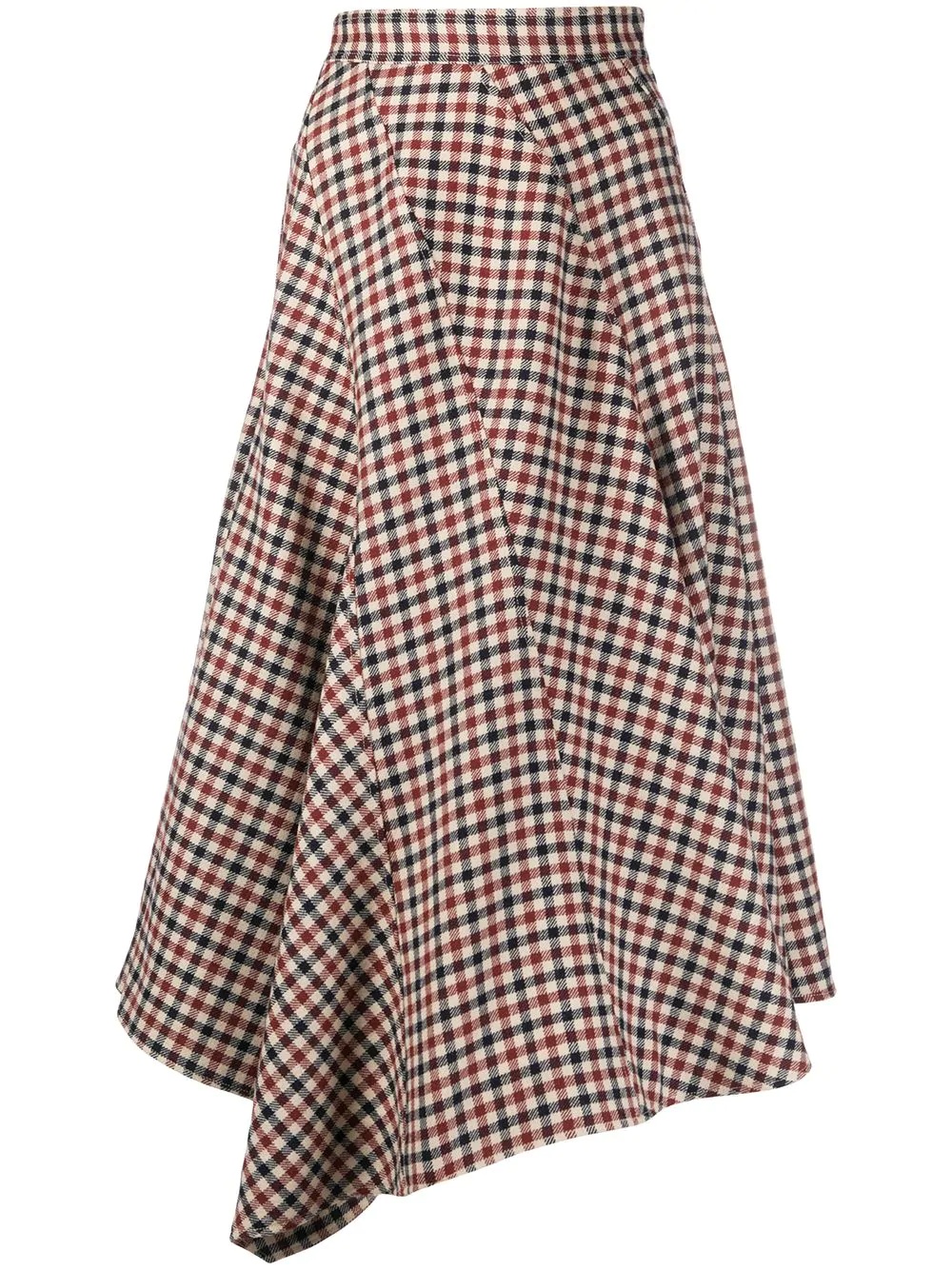 checked asymmetric skirt - 1