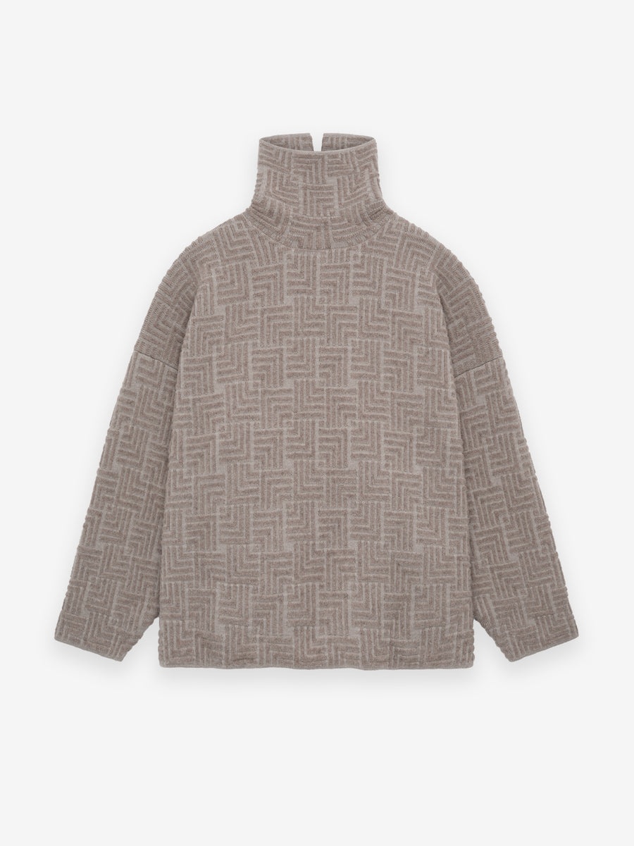 Wool Jacquard High Neck Sweater - 1