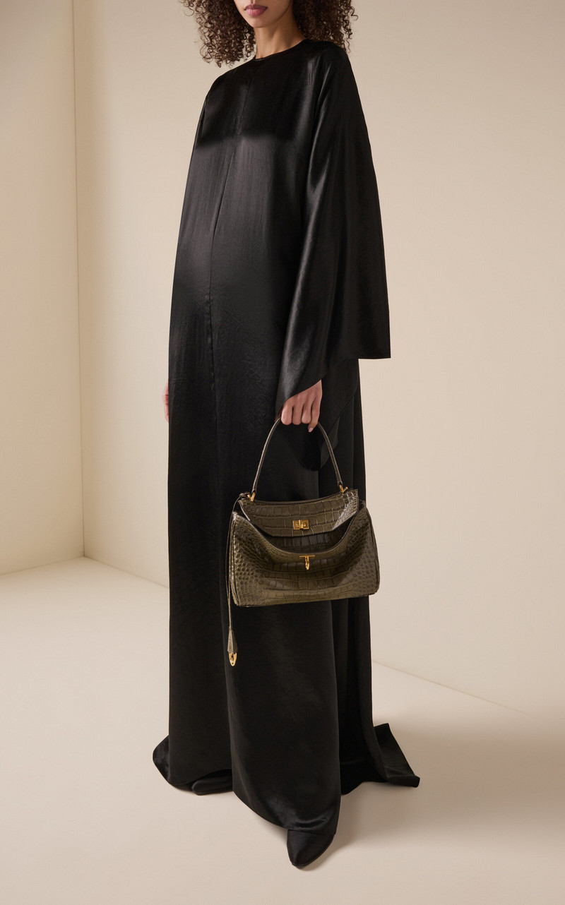 BALENCIAGA Satin Maxi Caftan Dress black outlook