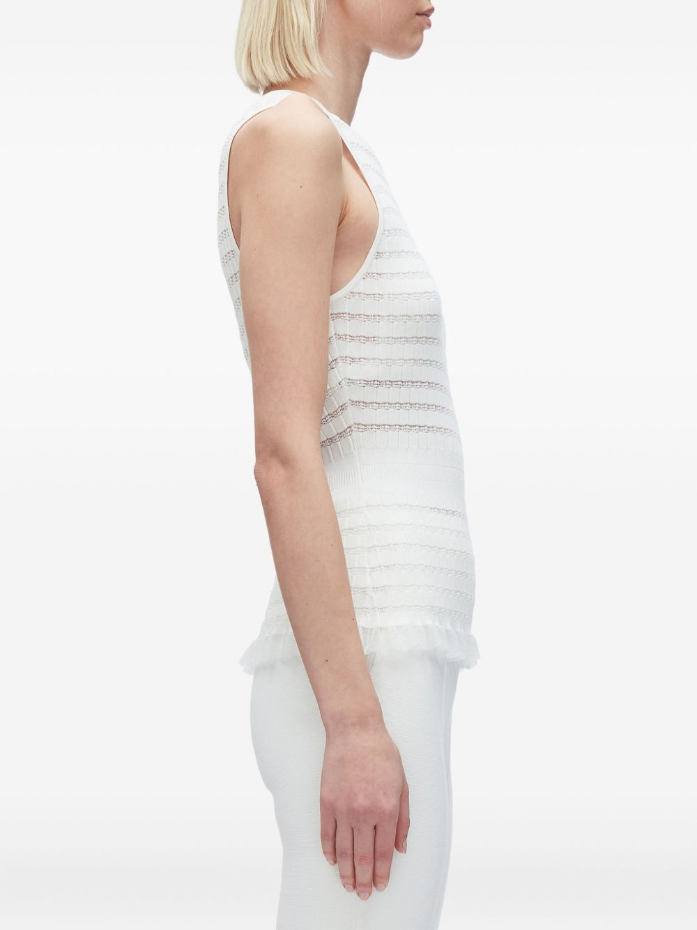 ribbed-knit ruffled top - 4