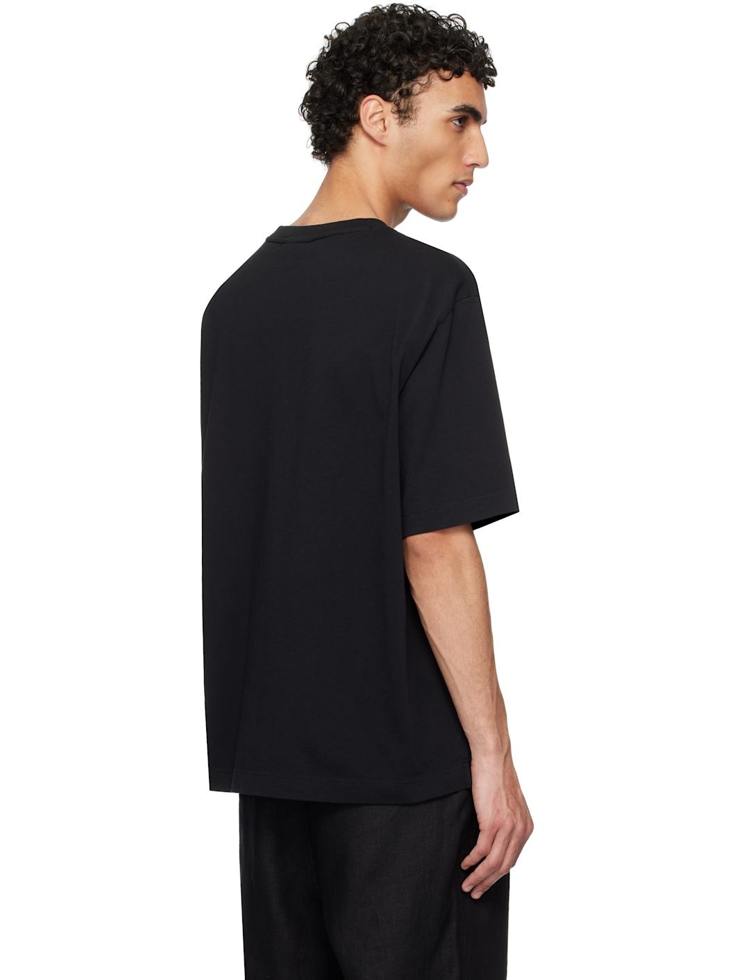 Black '' Line Handwriting Oversize T-shirt - 3