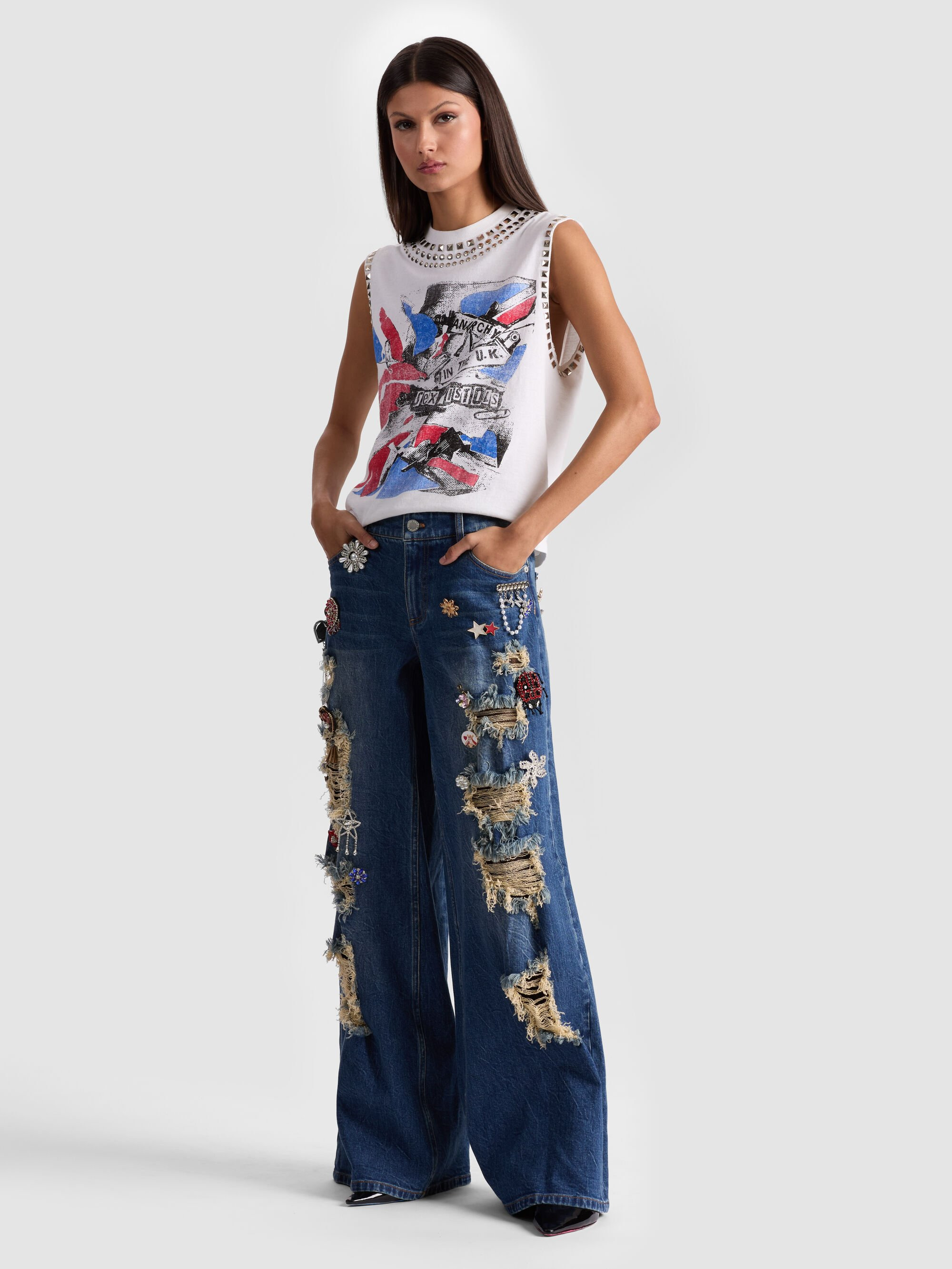 HARPER EMBELLISHED BAGGY JEAN - 1