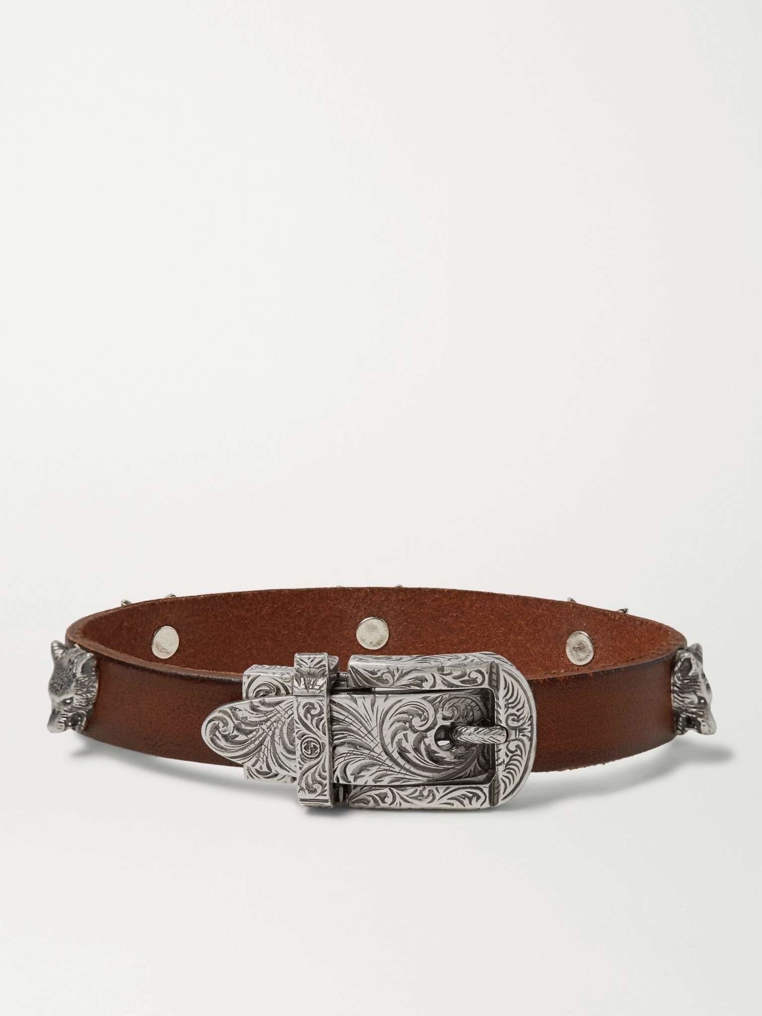 Burnished-Leather and Silver-Tone Bracelet - 1