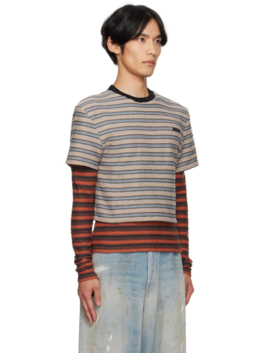 Beige & Orange Stripe LS T-shirt - 2