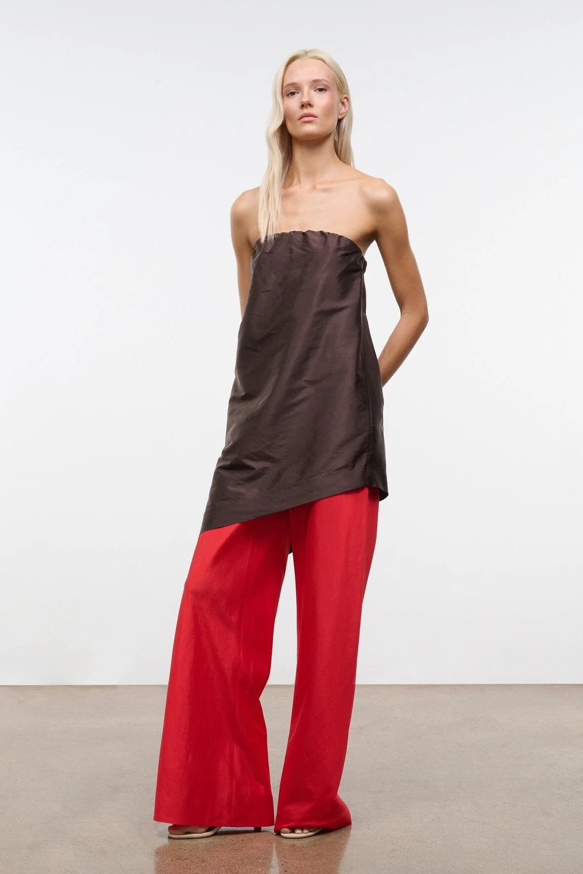 STAUD STROLL SILK PANT RED ROSE - 1