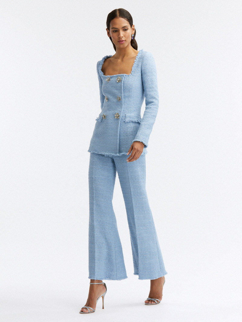 Oscar de la Renta FLORAL BUTTON DOUBLE-BREASTED TWEED JACKET outlook