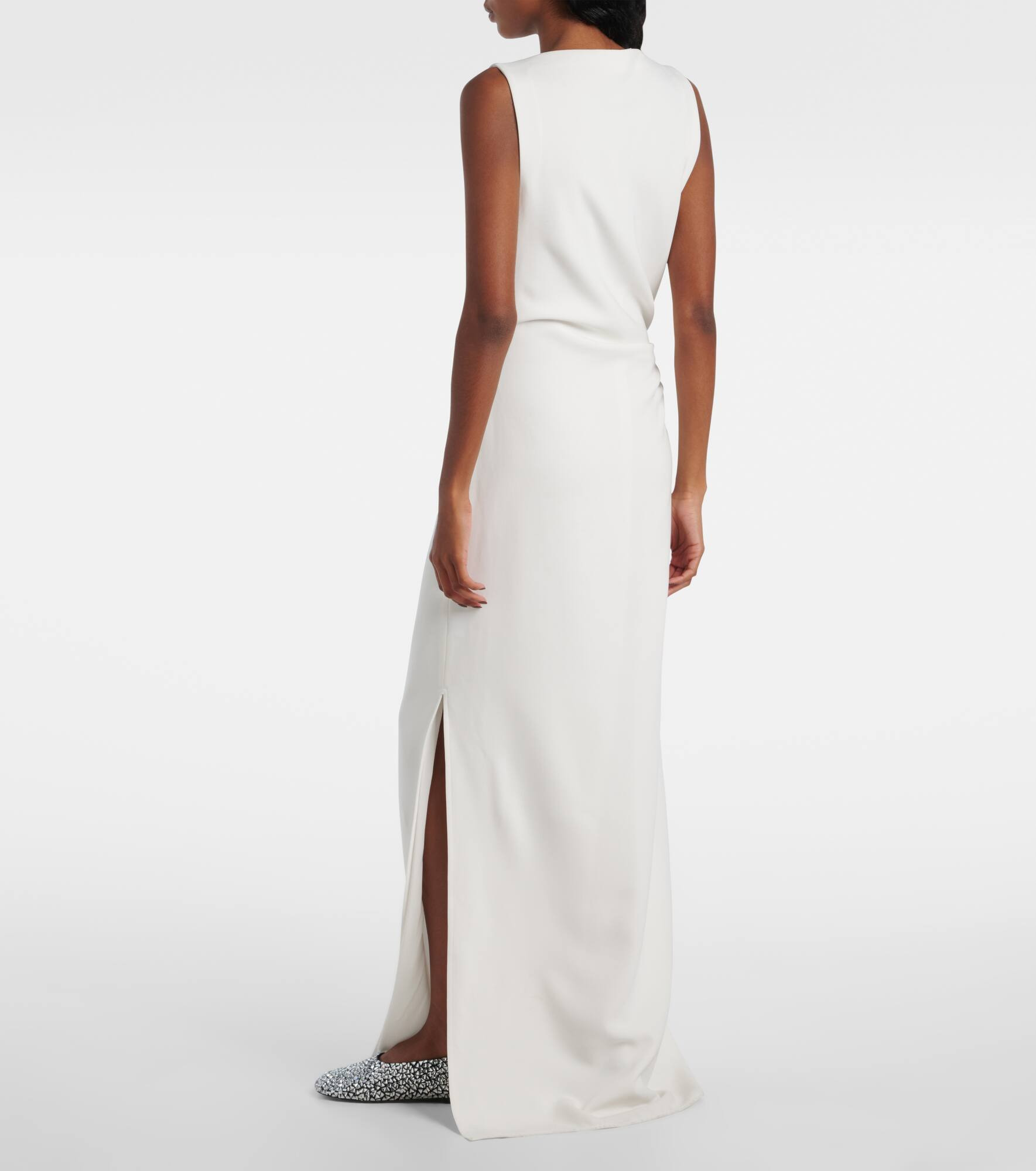 Indria floral-appliqué crêpe cocktail dress - 3