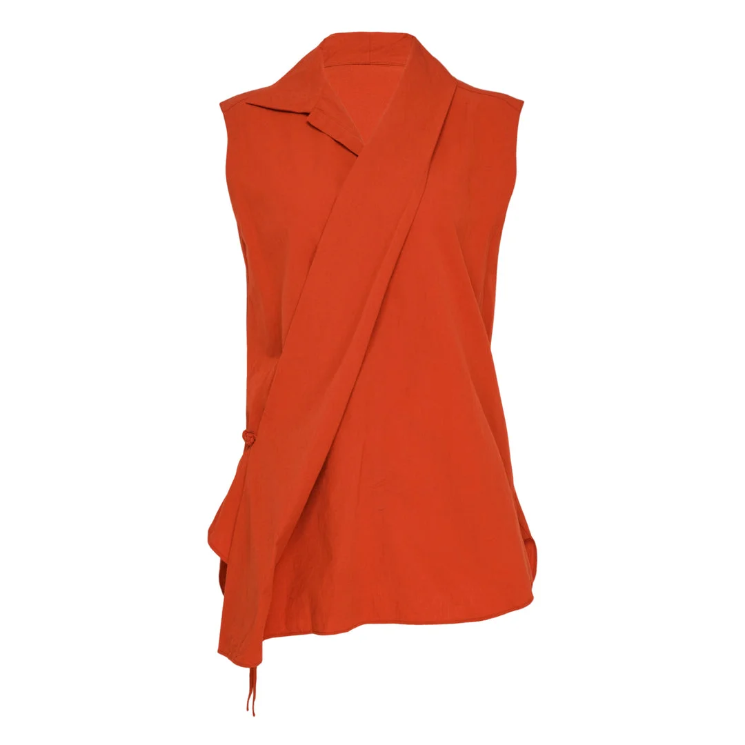 Wrap Knot Sleeveless Shirt - 1
