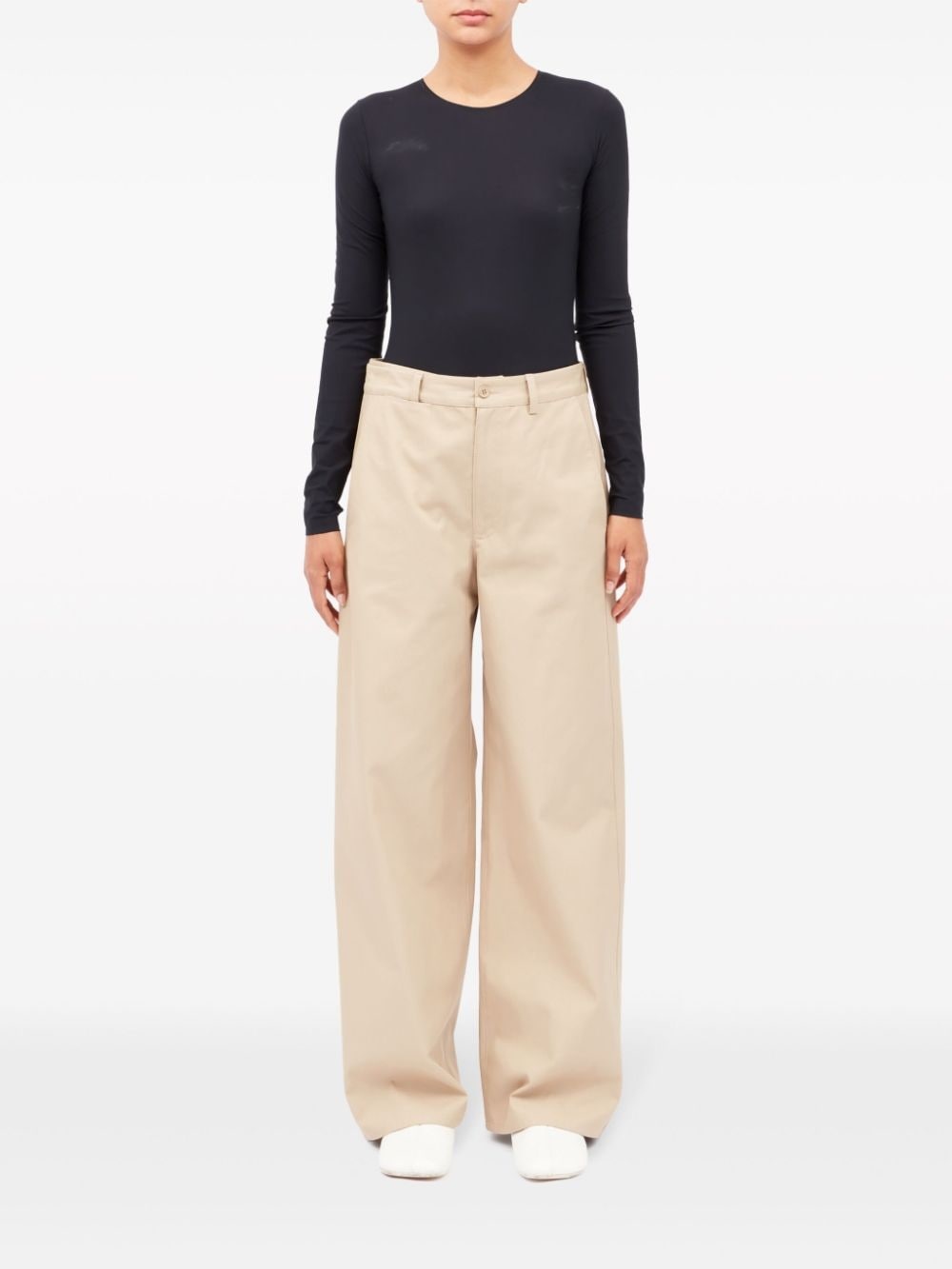 wide-leg gabardine trousers - 2