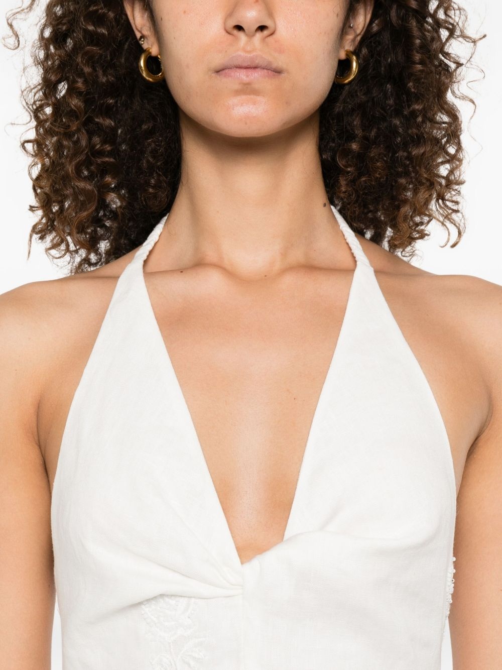 halterneck embroidered dress - 5