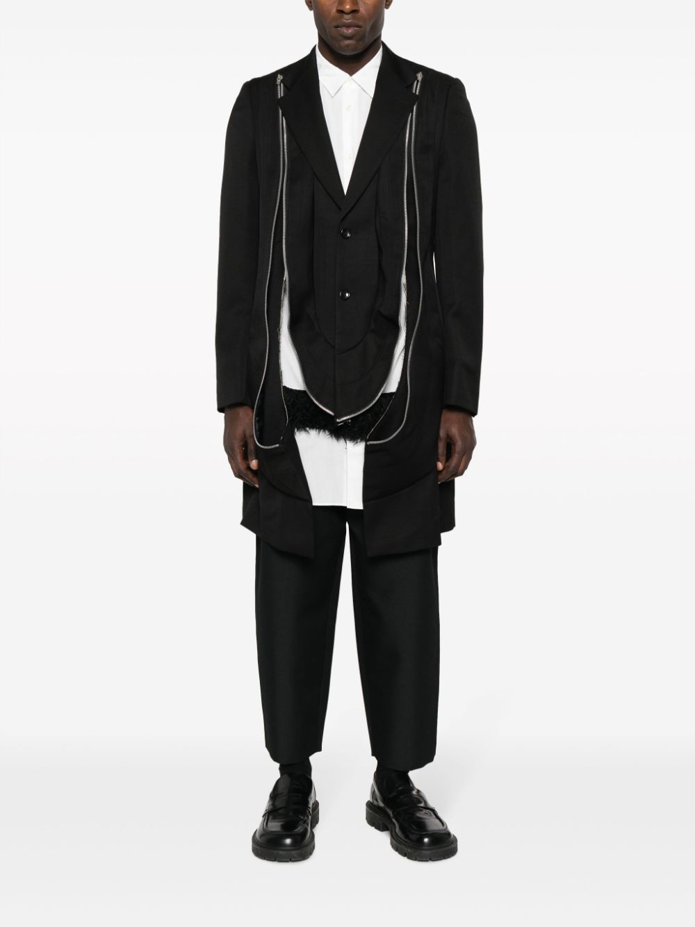 zip-detailed wool coat - 6