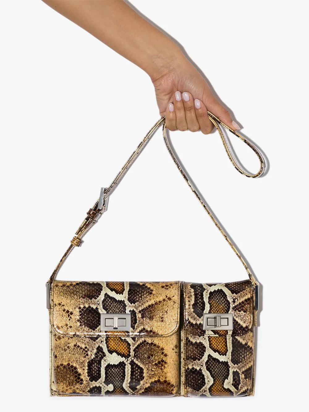 Billy snake-effect leather shoulder bag - 4