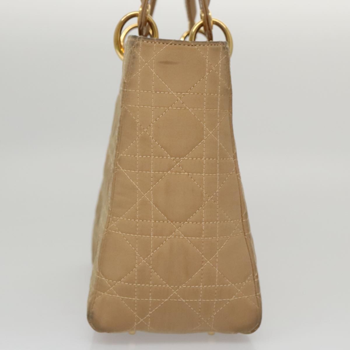 DIOR Canage Hand Bag Nylon Beige Gold - 5