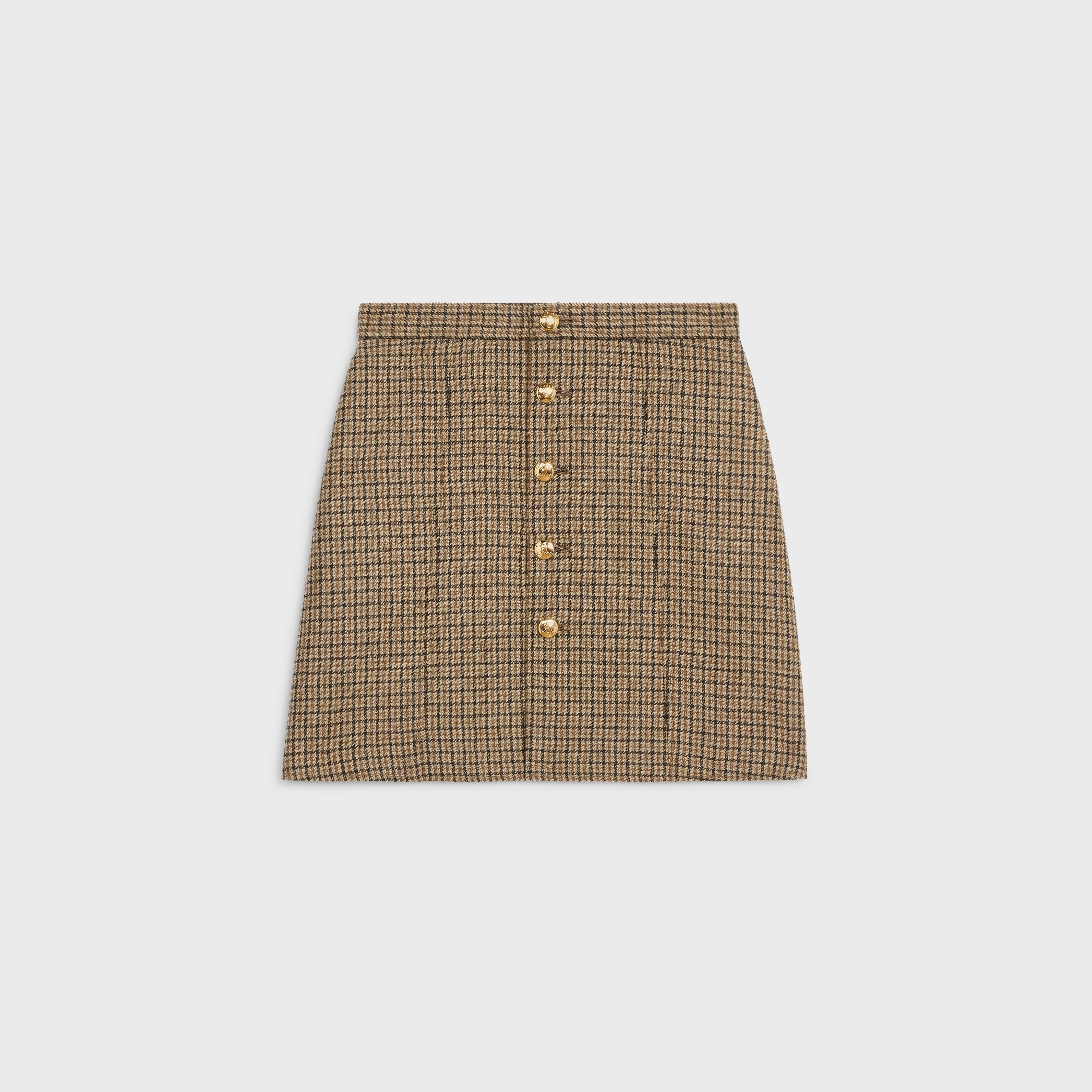 SHORT SKIRT IN CHECKED WOOL - 1