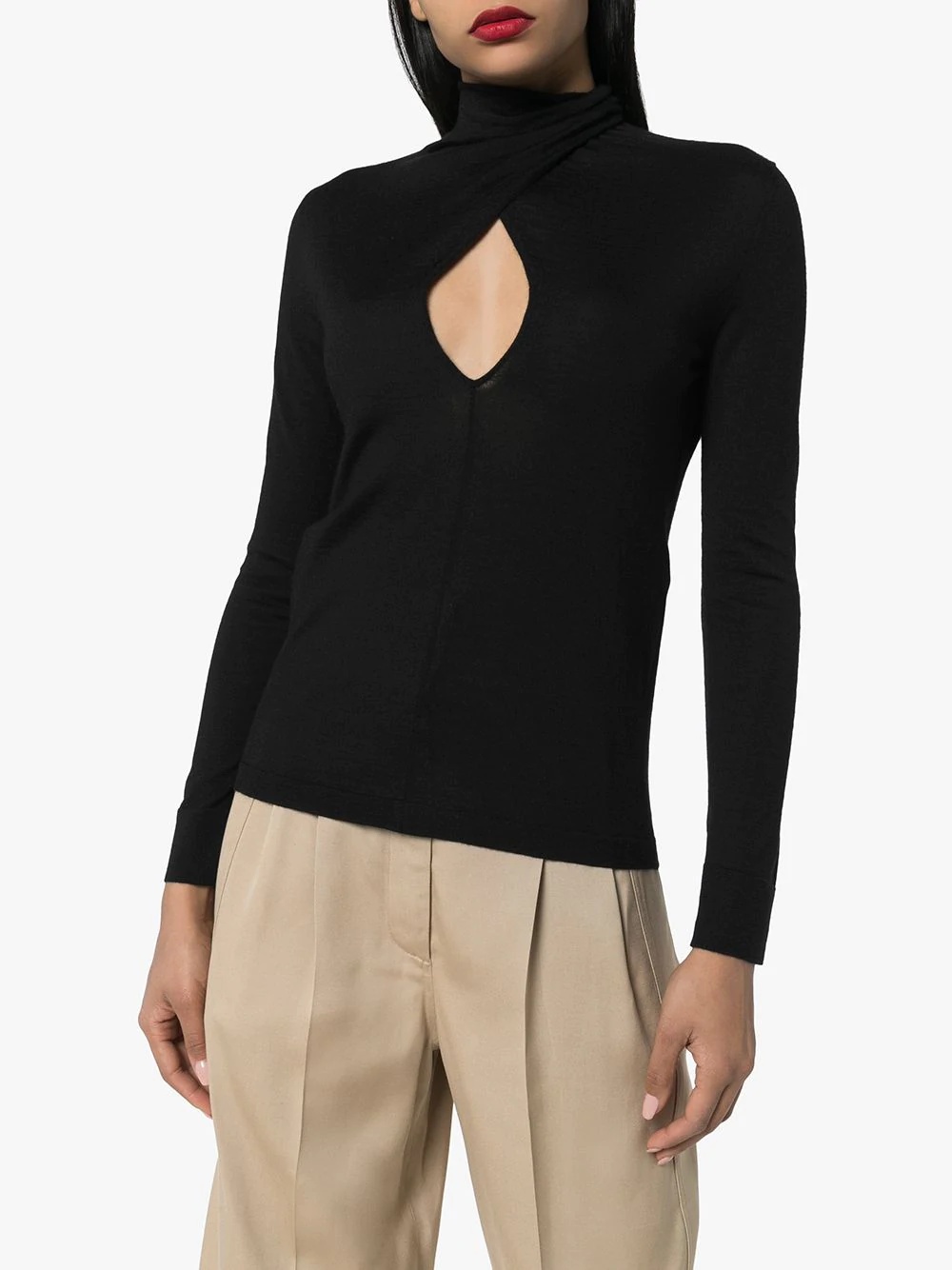 keyhole front high-necked jumper - 3