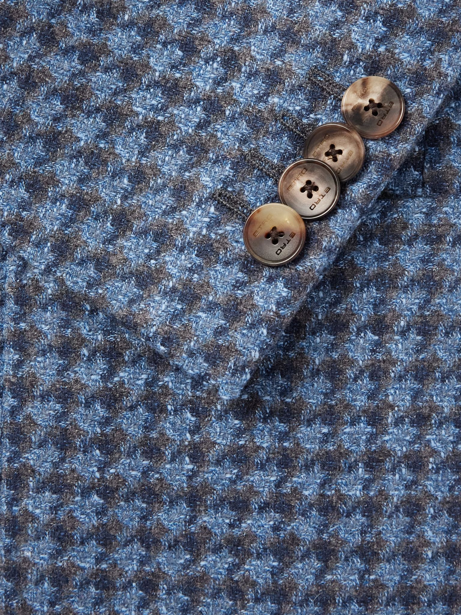 Roma Sport Houndstooth Wool, Cotton and Linen-Blend Blazer Blue - 4