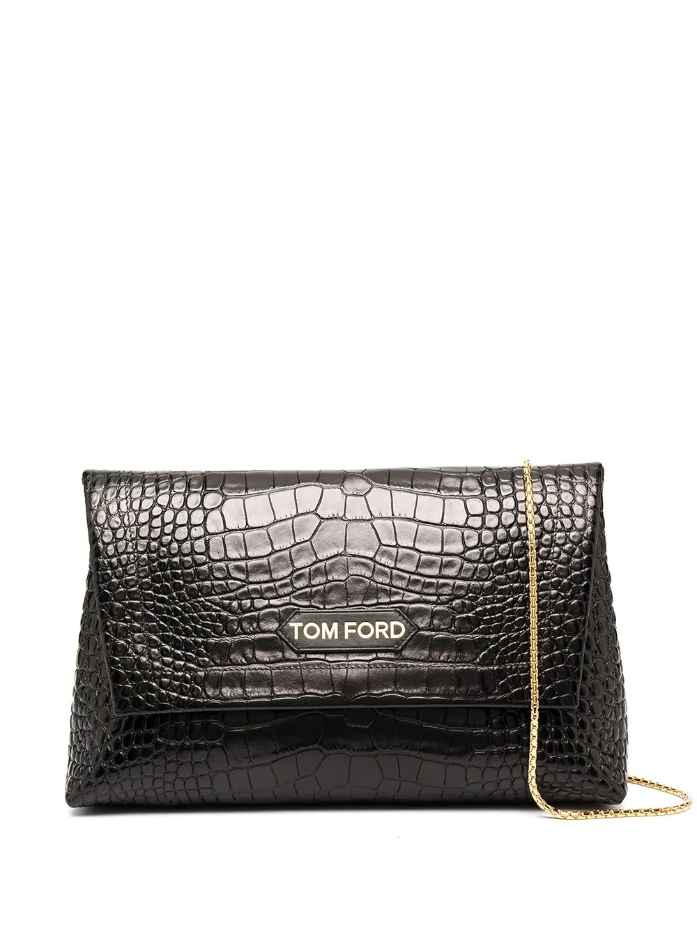 croc-embossed clutch - 1