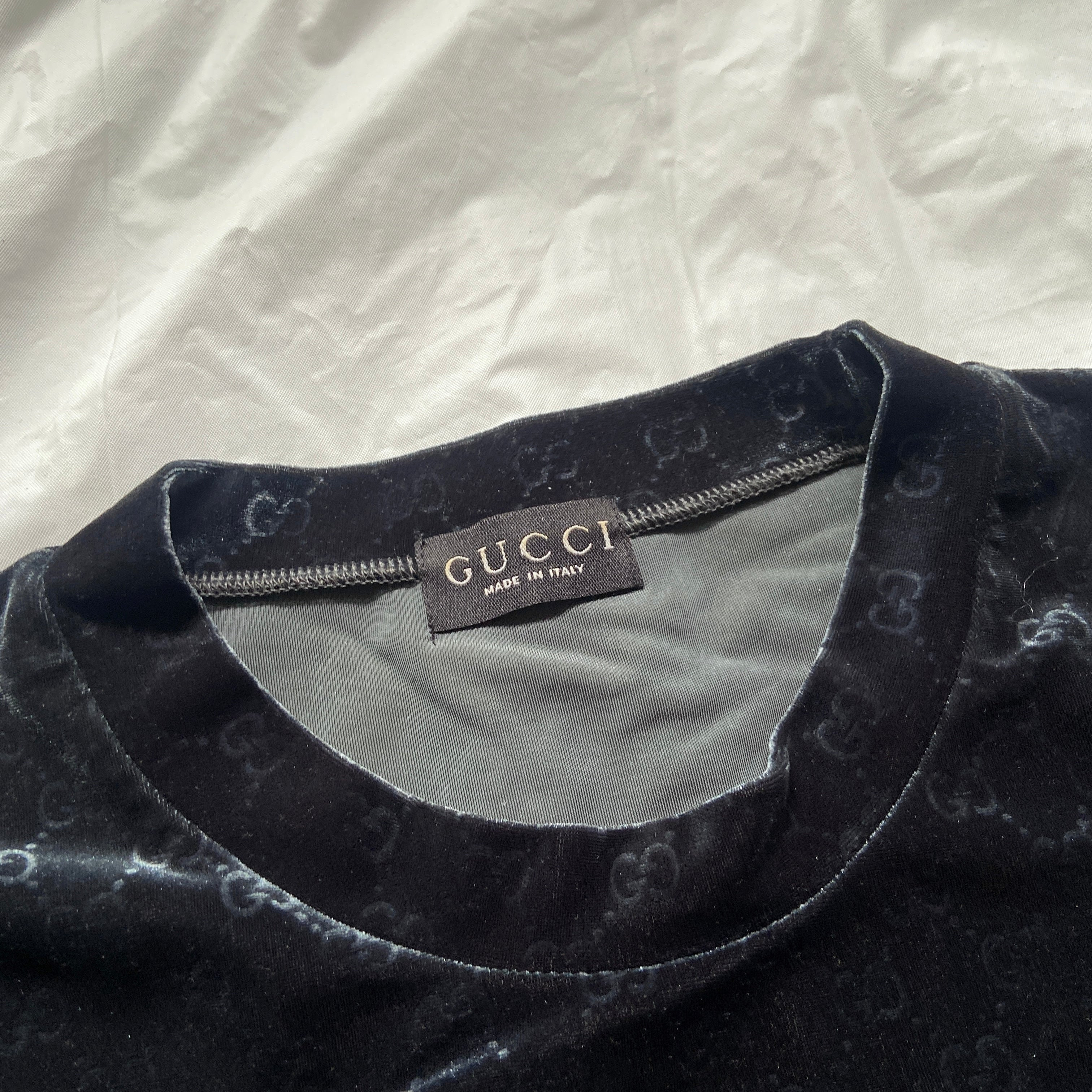 Gucci fw97 TOM FORD navy velvet monogram midi dress - 5