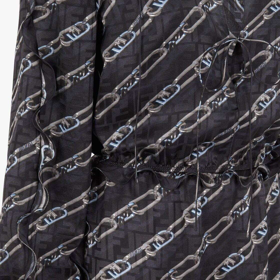Black FF silk satin dress - 3