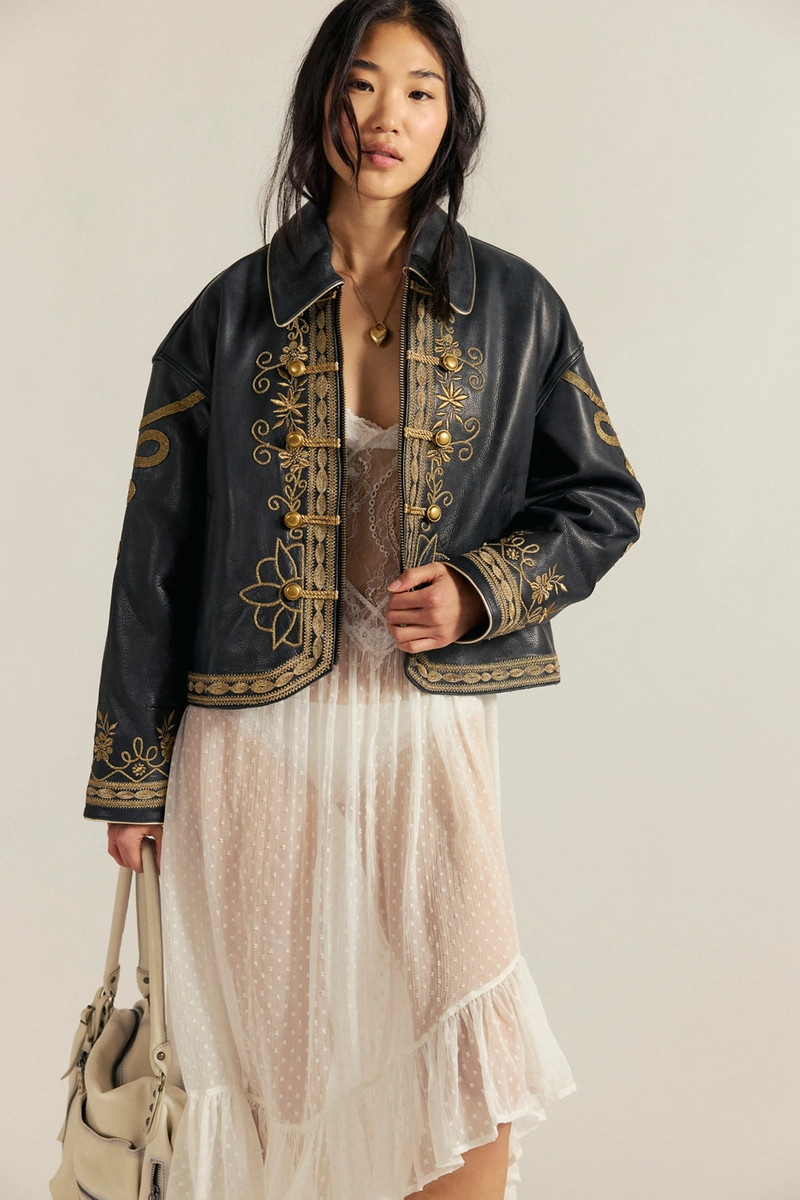 FREE PEOPLE We The Free Lana Leather Band Jacket outlook