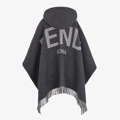 FENDI Gray wool and cashmere poncho outlook