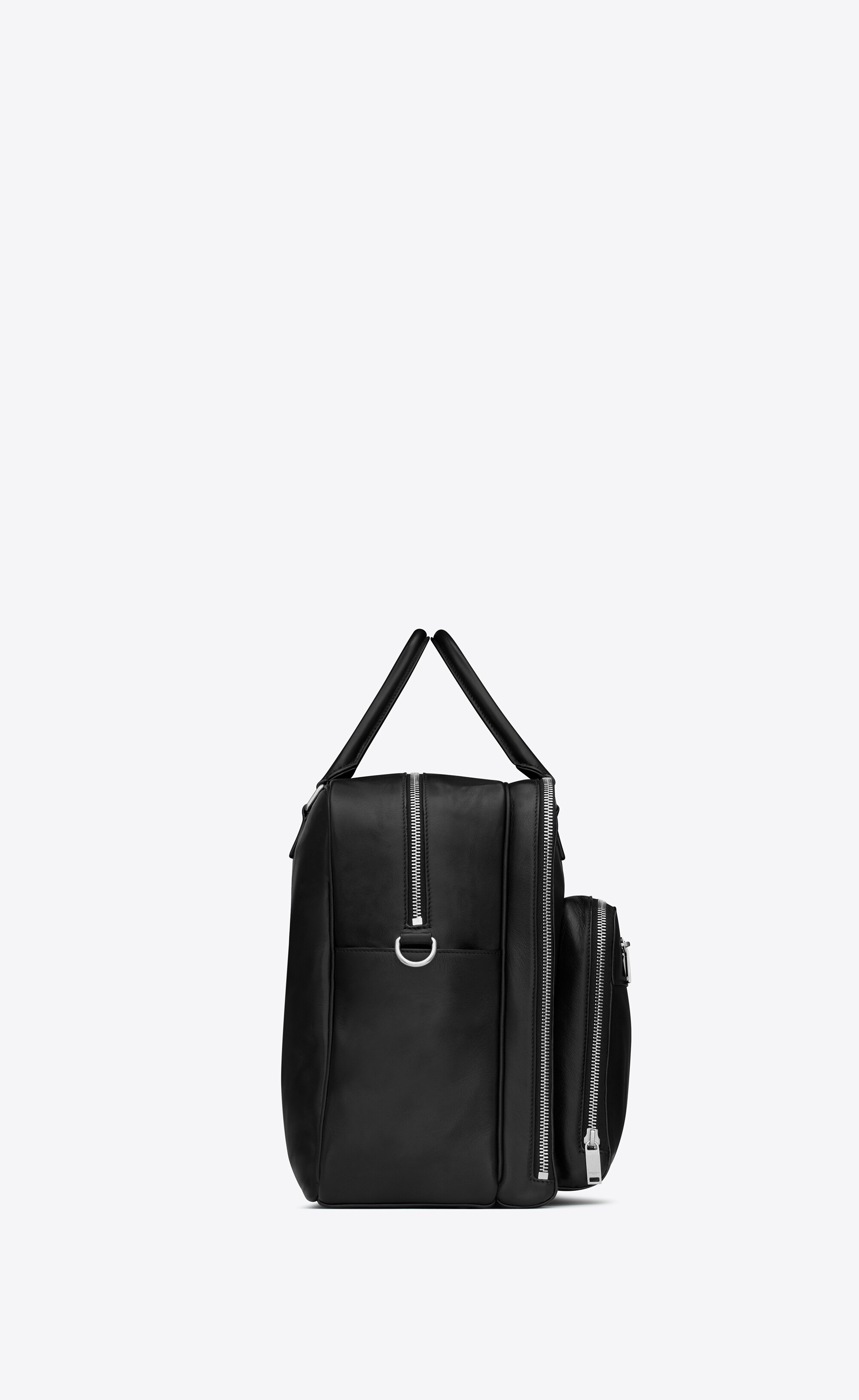 sl 24h weekender bag in smooth leather and cotton - 3