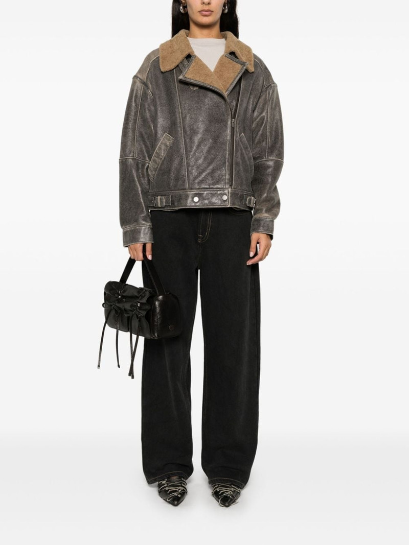 MANOKHI shearling-collar leather jacket outlook