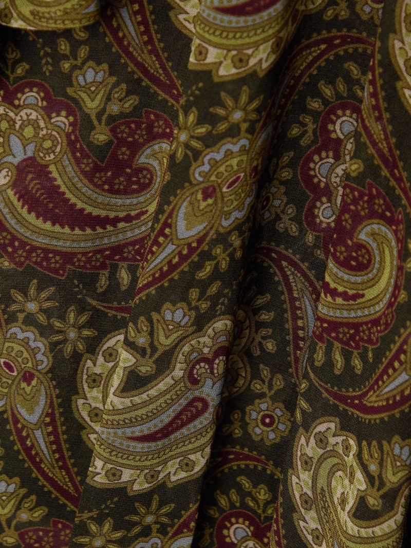 One-shoulder ruffled paisley-print georgette mini dress Brown 5