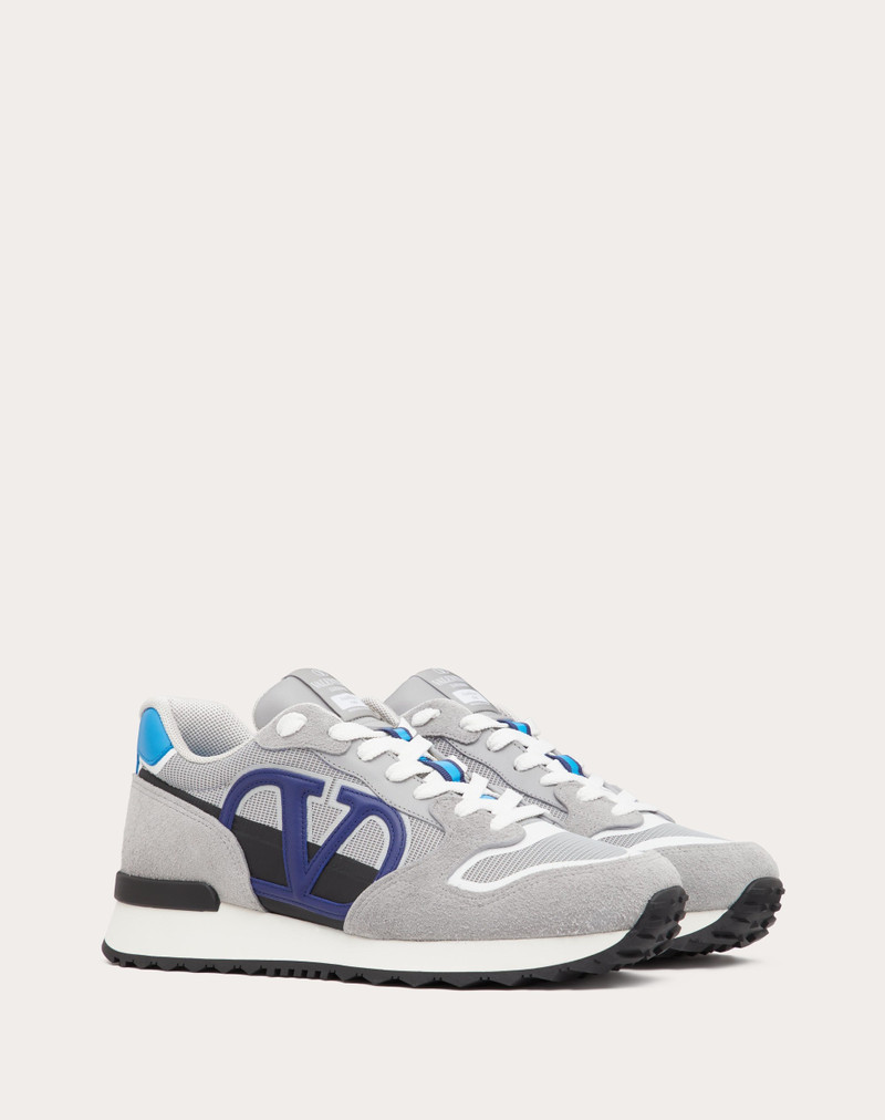 Valentino VLOGO PACE LOW-TOP SNEAKER IN SPLIT LEATHER, FABRIC AND CALF LEATHER outlook
