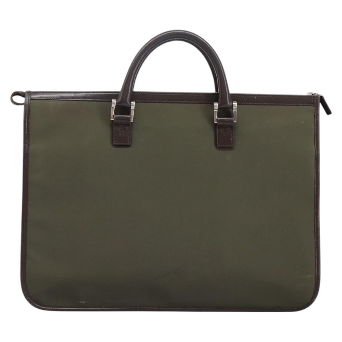 Burberry Hand Bag Nylon Leather Khaki Brown Silver - 3