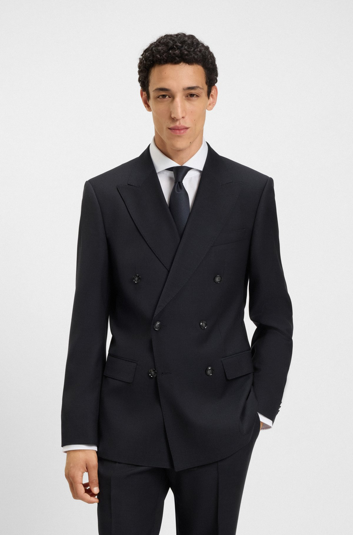 SLIM-FIT TWO-PIECE SUIT IN PINSTRIPE VIRGIN WOOL - 2