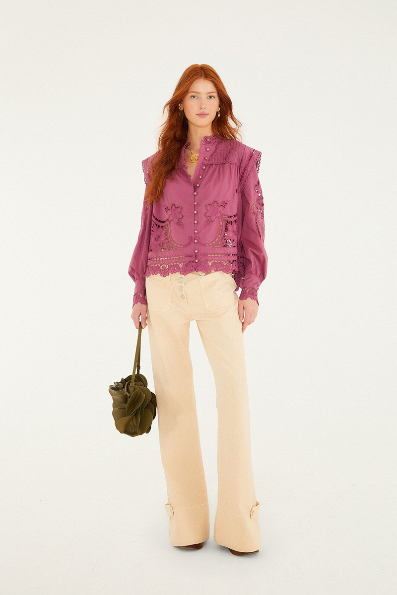 Light Pink Buttoned Flare Pants 1