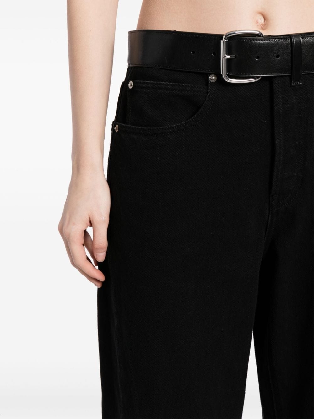 belted-waist wide-leg trousers - 5